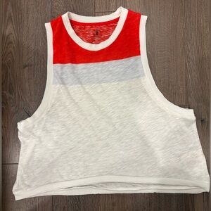 FP Movement Printed Love Tank Red and White Sleeveless Crop Size Small